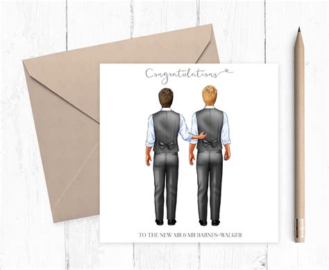 Personalised Mr And Mr Wedding Card Gay Wedding Card Same Sex Wedding