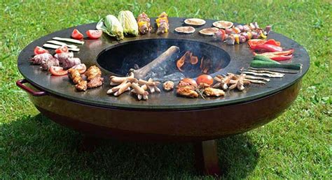 Bbq Corten Gn Bbq L Fire Bowl With Grill Ring Gnee Garden