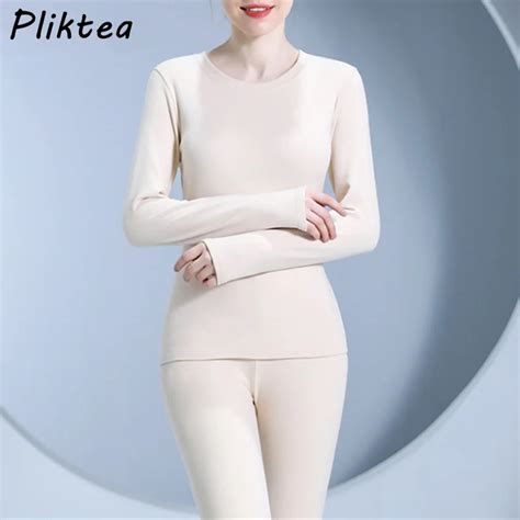 Pliktea Auto Aquecimento Grosso Roupa Interior T Rmica Feminina