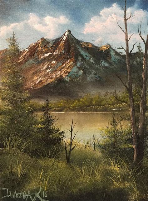 Lake view mountain Painting by Justin Wozniak - Fine Art America