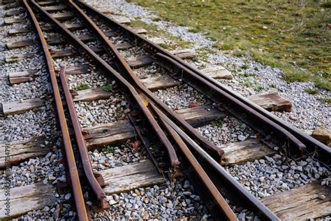 Old Narrow Gauge Railway In Autumn Forest Rails And Sleepers