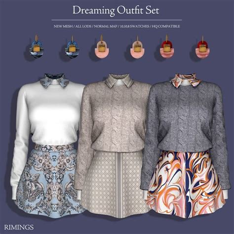 RIMINGS Dreaming Outfit Set RIMINGS In 2024 Sims 4 Dresses Sims