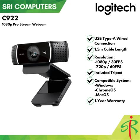 Logitech C922 Pro Hd Stream Webcam 1 Year Warranty Lazada