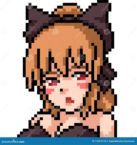 Vector Pixel Art Anime Girl Stock Vector - Illustration of cosmetic ...