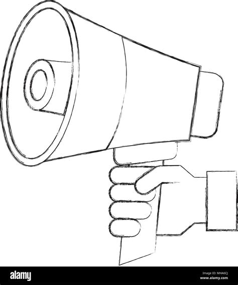 Hand Holding Megaphone Promotion Concept Vector Illustration Sketch