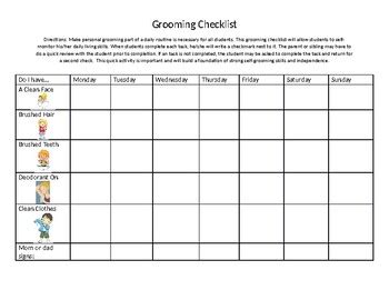 Self-Grooming Checklist for parents by Lindley Ward | TpT