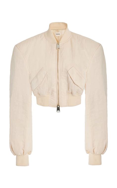 Khaite Reggie Cropped Satin Bomber Jacket Xs Only At Editorialist