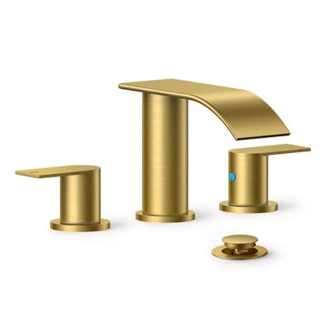 Androme 8 In Widespread Double Handle Bathroom Faucet With Metal Drain In Gold A31a7g The