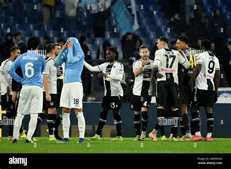 Rome, Italy. 11th Mar, 2024. Udinese players celebrate at the end of the Serie A football match ...