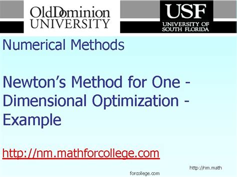 Numerical Methods Newtons Method For One Dimensional Optimization