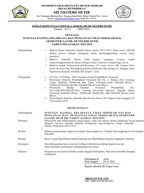 Sk Pengawas Ujian Semester Ganjil 2021 Pdf