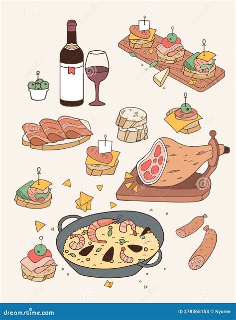 Spanish Foods stock illustration. Illustration of pattern - 278365153