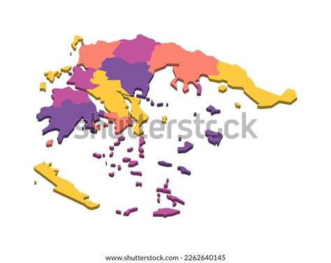 Greece Political Map Administrative Divisions Decentralized Stock ...