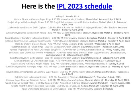 IPL 2023 Schedule by sportzoop - Issuu