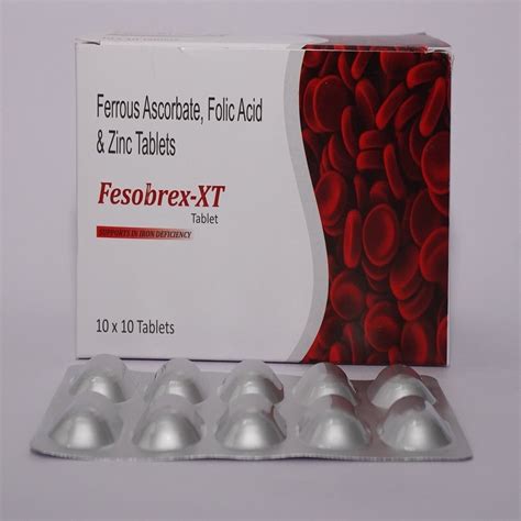 Ferrous Ascorbate 100mg Folic Acid 15mg And Zinc 225mg Tablets Box