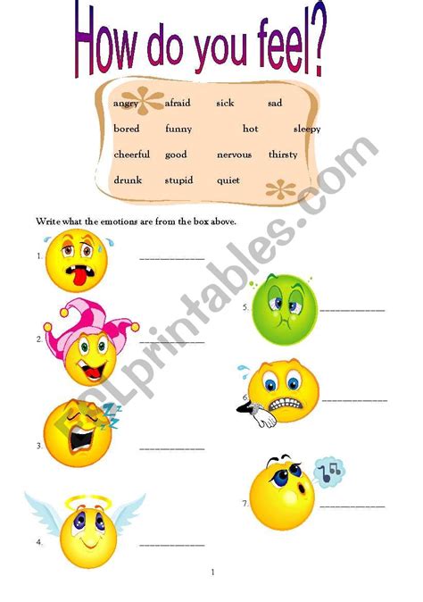 Emotions Esl Worksheet By Aj1123