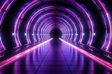 Premium Photo Alien Passage Neonlit Walls Illuminate Mysterious Path