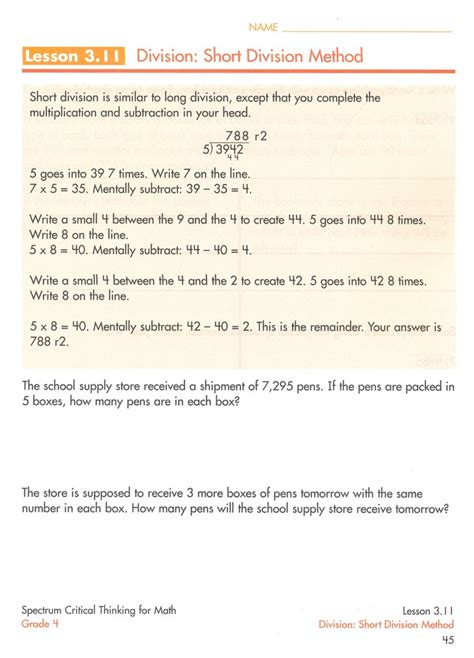 Spectrum Math Grade 4 Worksheets ~ Enrichment Math Worksheets