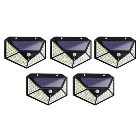 SET 5 Lampi De Exterior Cu 100 LED Uri Cu Incarcare Solara Si Senzor De