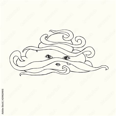 Cloud with fog lines, hand drawn doodle, sketch isolated vector outline ...