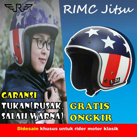 Jual Helm Motor Bogo Vespa Klasik Custom Jadul Classic Retro Sni