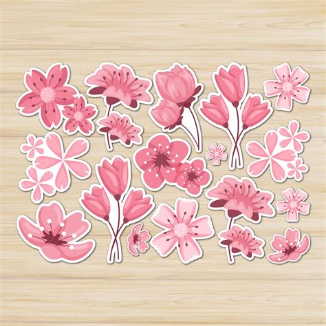 Cherry Blossom Sticker Set Plant Stickers Set Blossom Etsy