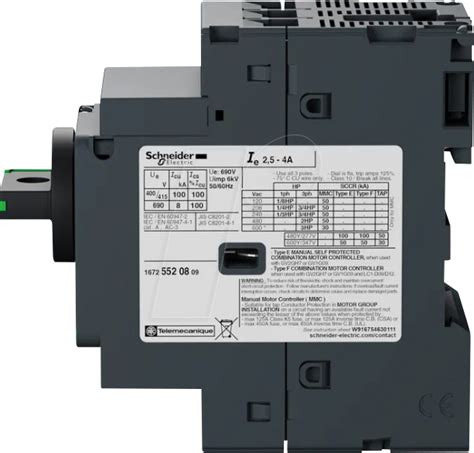 GV2P08: Motor circuit breaker, TeSys GV2P, 3 pole, 2.5 - 4 A at ...