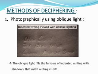 Decipherment of indented writting | PPT