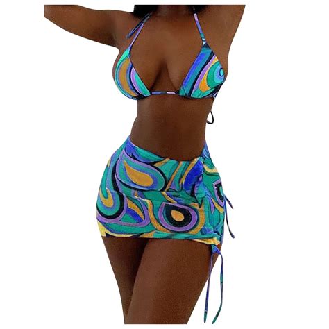 Hbyjlzyg Bikini Sets For Women Halter Swimsuit Three Piece With Cover