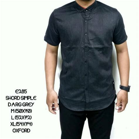 Jual KEMEJA PRIA COWOK KERJA KANTOR POLOS LENGAN PENDEK DARK GREY ABU