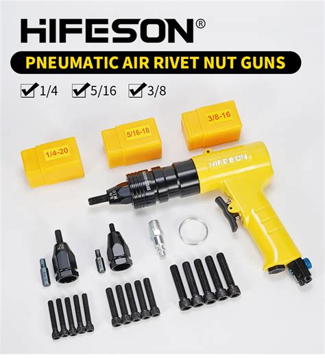 Hifeson Pneumatic Rivet Nut Gun Insert Threaded Pull Setter Riveters