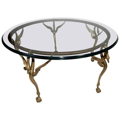 Art Deco Round Brass And Glass Coffee Table At 1stdibs