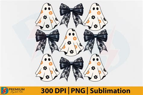 Halloween Coquette Black Bow Ghost PNG Graphic By Premium Digital Files