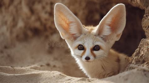 fennec fox  sandy desert landscape  large ears alert  curious