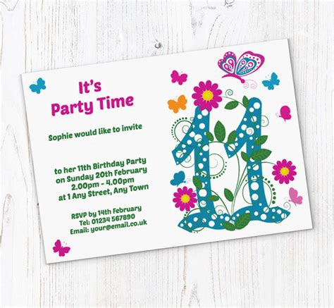 Blank 11th Birthday Invitation Templates Prntbl