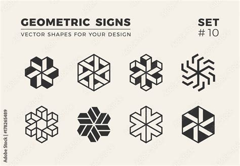 Set of eight minimalistic shapes. Stylish vector logo emblems for Your ...