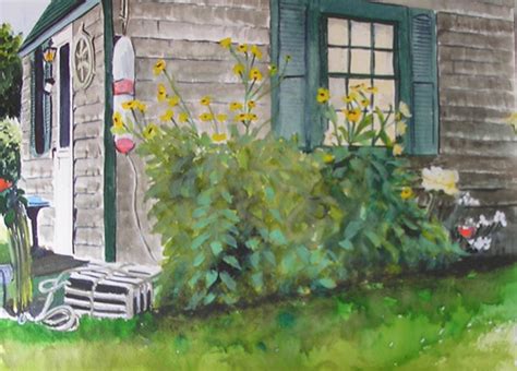 Bunny's Artwork: Cottage By The Sea #2 Watercolor Painting