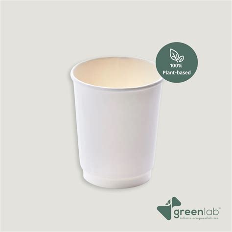 Compostable Double Wall Hot Paper Cup White 12oz Green Lab