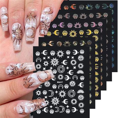 Amazon Sheets Laser Sun Stars Moon Nail Art Stickers Decals D