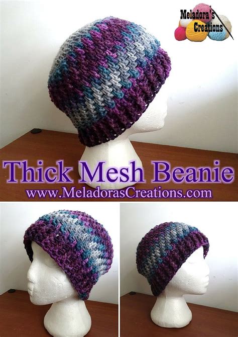 Thick Mesh Crochet Beanie All Sizes Free Crochet Pattern Meladora