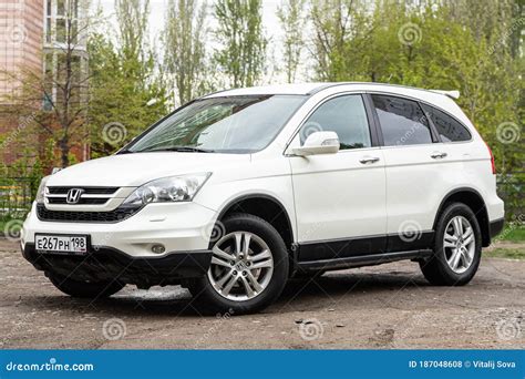 Novosibirsk Russia May White Honda Cr V Editorial Stock