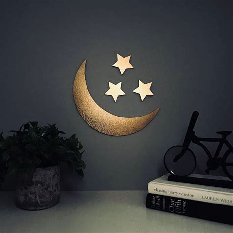 Crescent Moon and Stars Wall Decor, Moon Decor, Moon Phase Wall Hanging ...