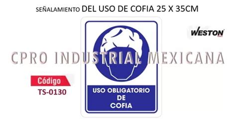 Señalamiento Para El Uso De Cofia Medidas 25x35cm Weston P En Venta En