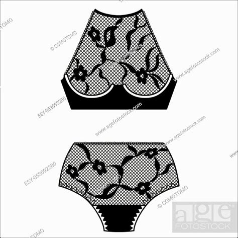 Hand Drawn Lingerie Panty And Bra Set Vector Illustration Stock