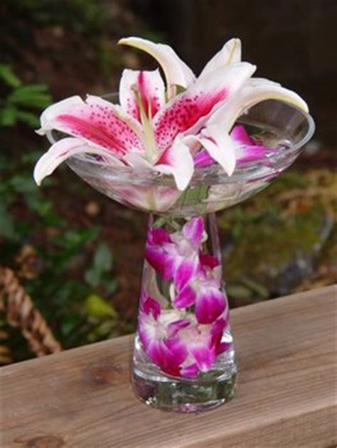 Set of 6 Stargazer Lilies & Orchids Wedding Reception Table Centerpieces - Custom Made to Order