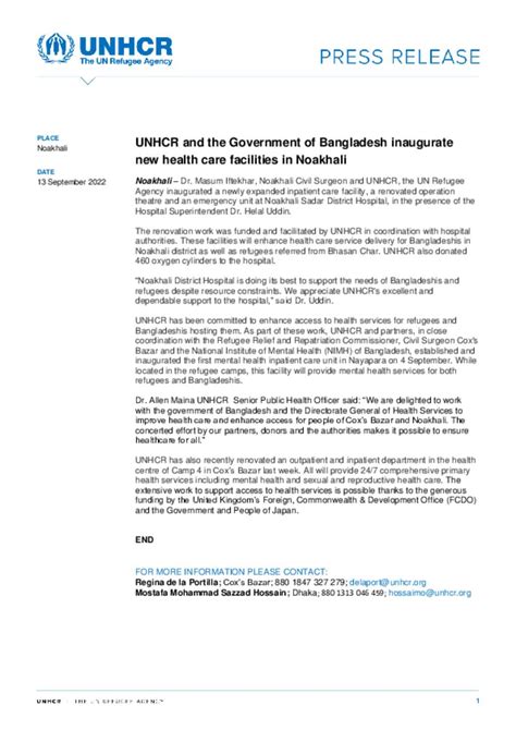 Document Press Release English Unhcr And The Government Of