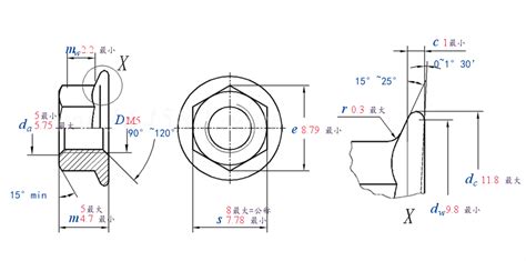 Din 6923 1983 六角法兰螺母 零部件cad