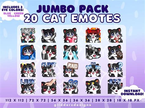 Twitch Tuxedo Cat Emote JUMBO Pack 1 20 Tuxedo Cat Twitch Emotes Tuxedo