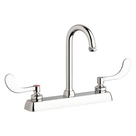 Chicago Faucet Dual Handle 8 Mount Hot And Cold Water Washboard Sink Faucet Chrome Plated W8D