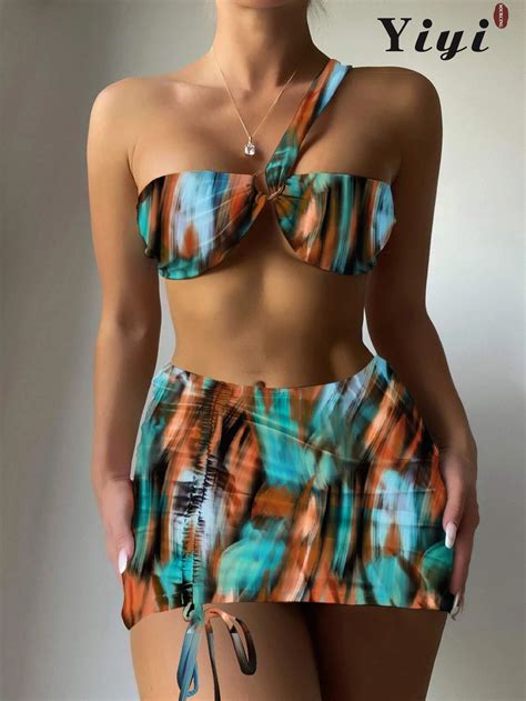 OEM Wholesale Watercolor Graffiti Style Design Famous Designer Bikini Sexy Girls Swimwear